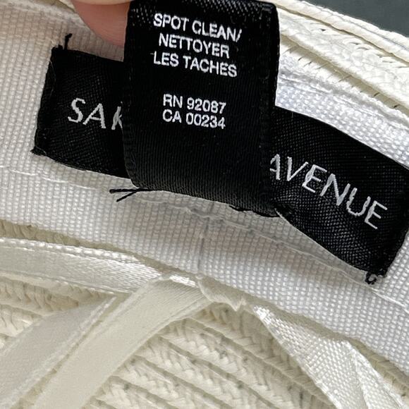 Vintage Saks Fifth Avenue Sun Hat Wide Brim Ivory Cream Sophisticated Beach Wear main image 4